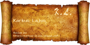 Karkus Lajos névjegykártya